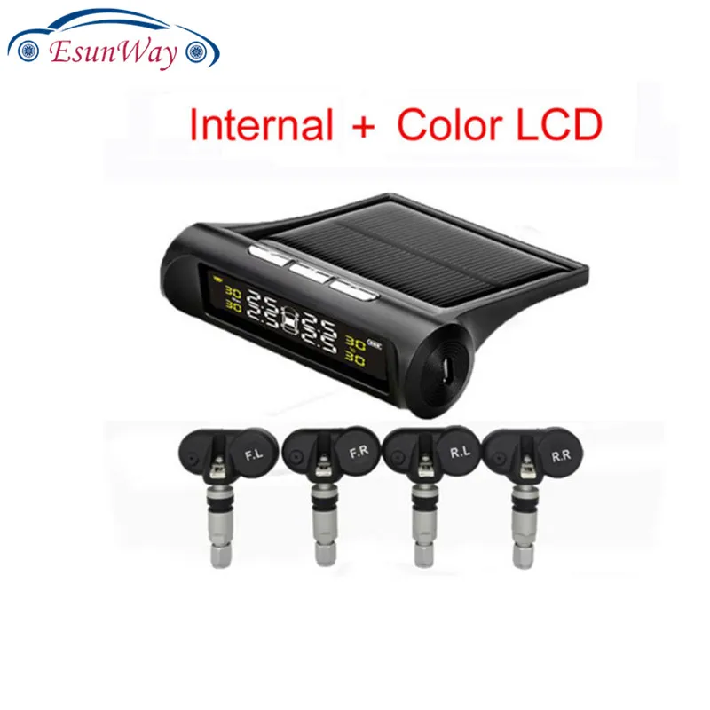 Solar TPMS Car Tire Pressure Alarm Monitor System 4 Wheel Internal External Tyre Sensor Temperature Alert D02W D02N D01W Visture |