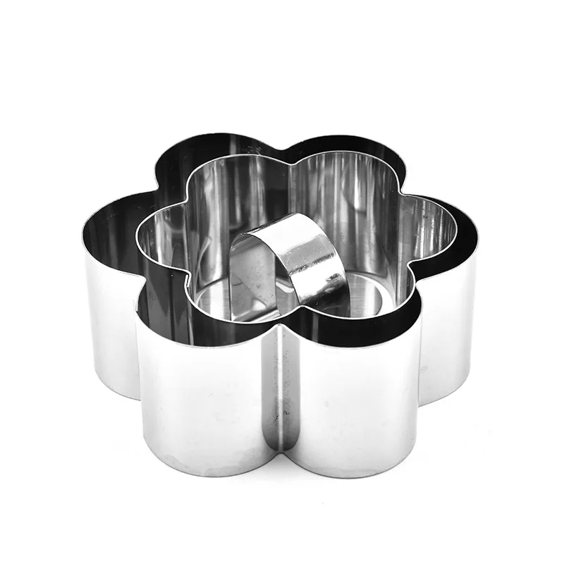 I flower shape Мусс кольцо 3D Сердце цветок формы для торта нержавеющая сталь формы для выпечки Кухня десерт украшения торта инструменты с коробкой - Цвет: I flower shape