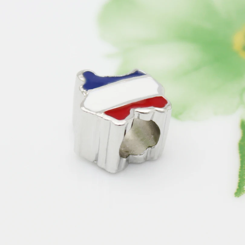 Слайд-шарм оптом Бесплатная доставка Гордость быть французским флагом страны карты Оберег удачи, подходит для браслета Pandora.