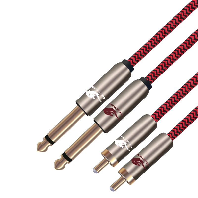 HIFI двойной аудиокабель с RCA на 6 35 мм 2RCA 2 5 DVD микшер подключенные динамики кабель