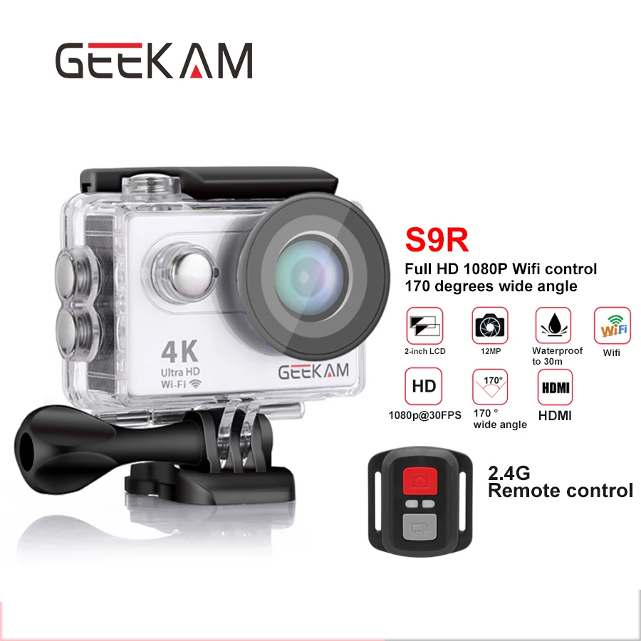 Экшн камера S9R 4k WiFi hd 1080P 30FPS go спортивная водонепроницаемая pro 170D подводная camara