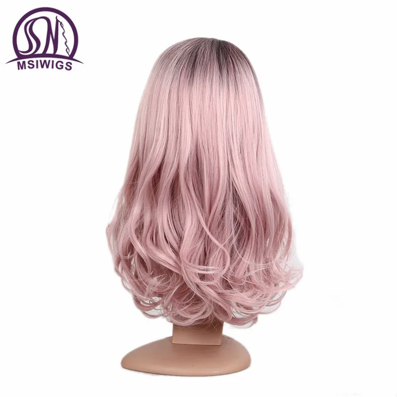 MSI Wigs 20 дюймов Длинные Ombre розовый парик для женщин два тона пепельный розовый Волнистые парики термостойкие синтетические волосы