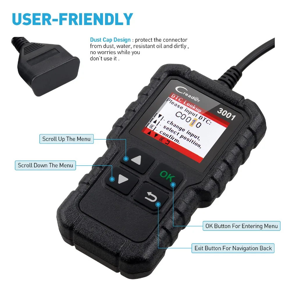 Считыватель кодов LAUNCH X431 Creader 3001 Full OBD2 OBDII сканирующие инструменты CR3001
