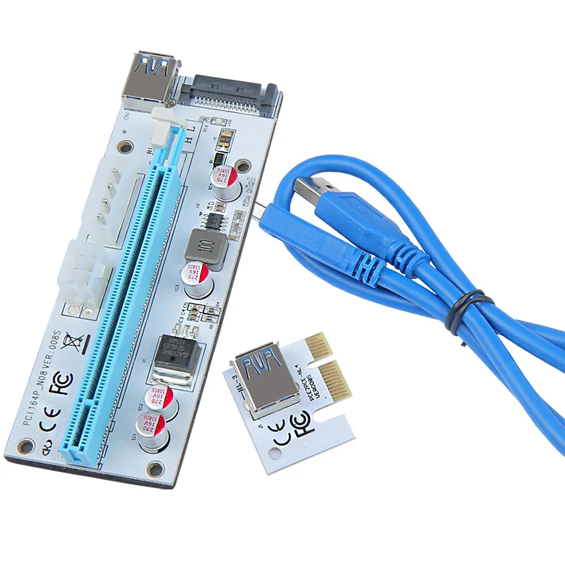 

H1111Z новая 3в1 VER008S 60 см PCI-E Riser карта с 4pin 6pin Sata Molex Power PCIe 1x до 16x расширитель для Litecoin Bitcoin Miner