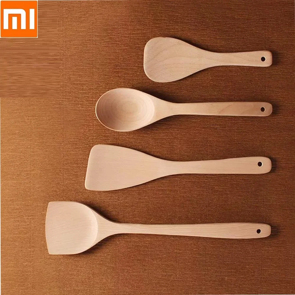 Xiaomi Spoon Spatula Mixing Kitchen Tools Beech Wood Material Household Wooden shovel spoon Nonstick cooking | Электроника