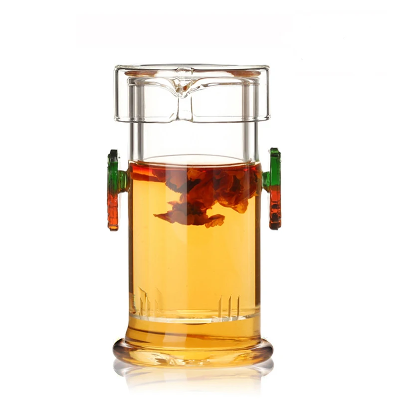 

High quality Heat-resistant Glass Binaural Tea Pot,Beautiful and easy teapot Kung Fu Flower Teapot With Filter Coffee Kettle
