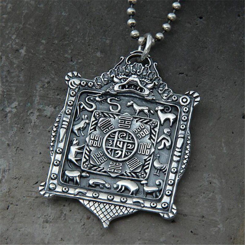 Подлинная Подвеска из стерлингового серебра 925 пробы китайский зодиак восемь