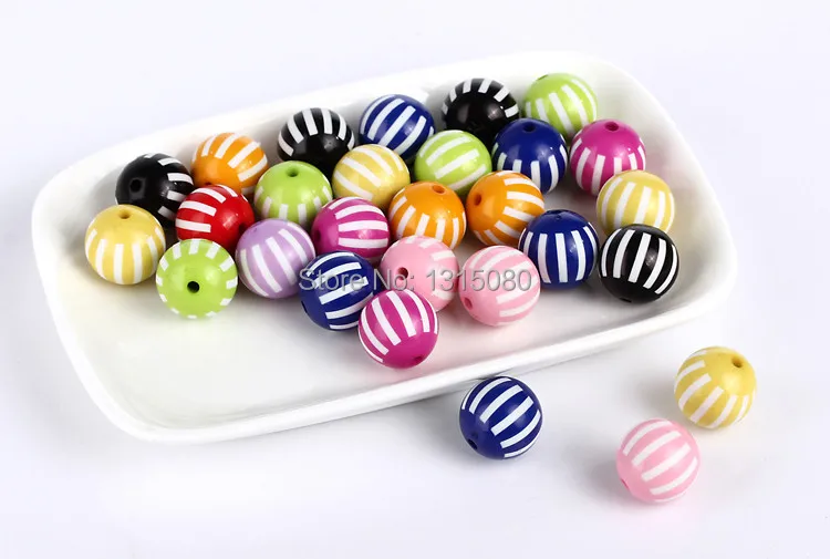 

100Pcs/Lot 16mm Acrylic Beads Striation Bubblegum Beads Mixed Color Dot Chunky Beads Fit Making Necklace&Bracelet