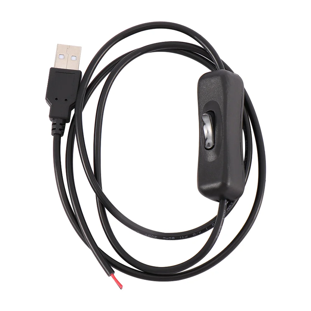 black Горячая 5 в USB удлинитель USB 2,0 штекер 2Pin 2 провода мощность зарядный кабель DIY 1 м провод с переключателем высокого качества кабель - Цвет: black