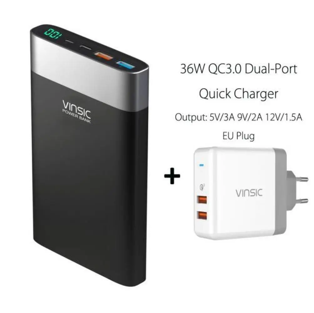 11 Vinsic 20000 mAh power Bank Быстрая зарядка 3,0 двухсторонняя Быстрая зарядка type-C двойное зарядное устройство USB для i Phone X 8 8 Plus MI - Цвет: 11