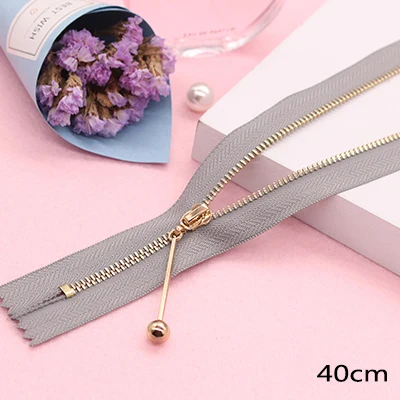 Комплект из 2 предметов Meetee 3# молнии с закрытым концом 35/40/50 см металлическая молния с цветами и жемчугом слайдер многоцветный для Портной Швейные DIY мешок одежды Craft Accessoy - Цвет: gray