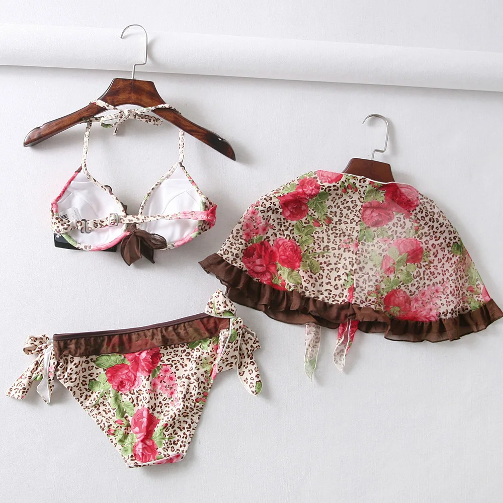 Женский комплект из 3 предметов сексуальный купальник с цветочным принтом на