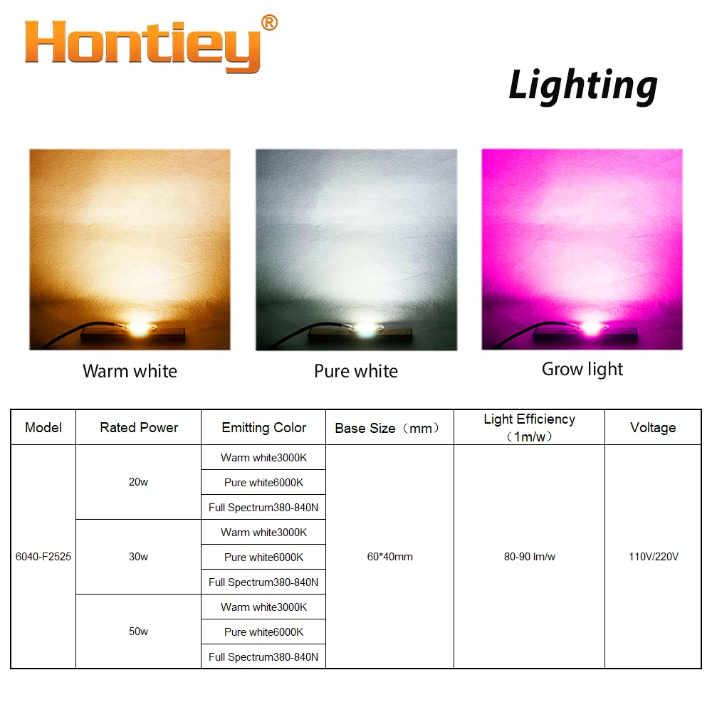 Hontiey LED COB теплый белый 220 в 110 В Smart IC нет необходимости драйвере 20 Вт 30 50 уличное