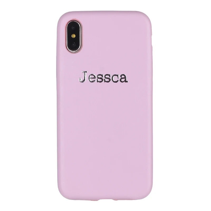 Silver-Pink Leather Кожаный роскошный золотой серебряный индивидуальный текст с именем для iPhone 11 Pro X XR XS Max 6S 7 7Plus 8 8Plus чехол для телефона - Цвет: Silver-Pink Leather