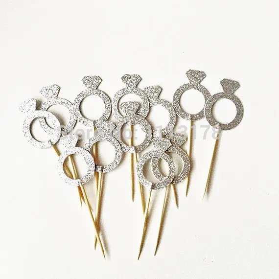 Серебряное бриллиантовое кольцо с блестками для кексов свадебный душ топперы