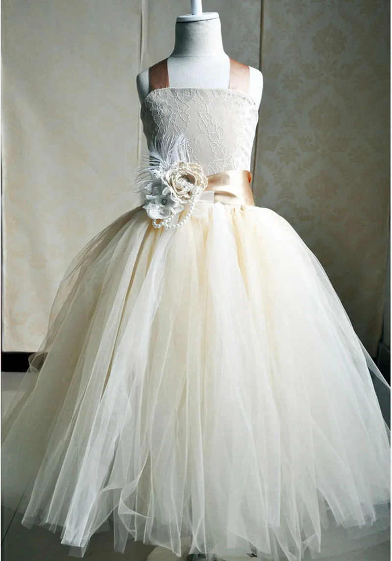 Eleven Story Девушки Кружева без рукавов летние платья дети Туту Тюль одежда