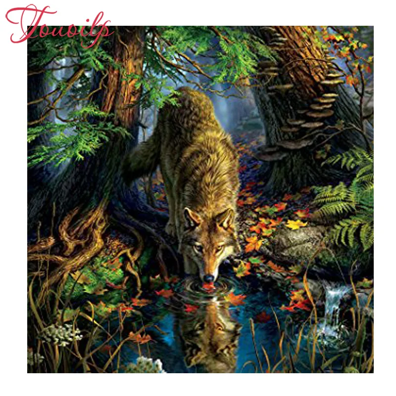 

Full 5D DIY Animal wolf 5d Diamond Painting Needlework Embroidery Round&round Rhinestones Cross Stitch Living Room Decoration