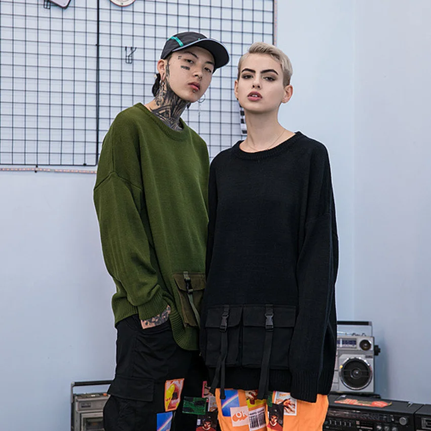 Мужские свитера Harajuku свитер пуловер мужчины женщины унисекс Хип-Хоп Уличная