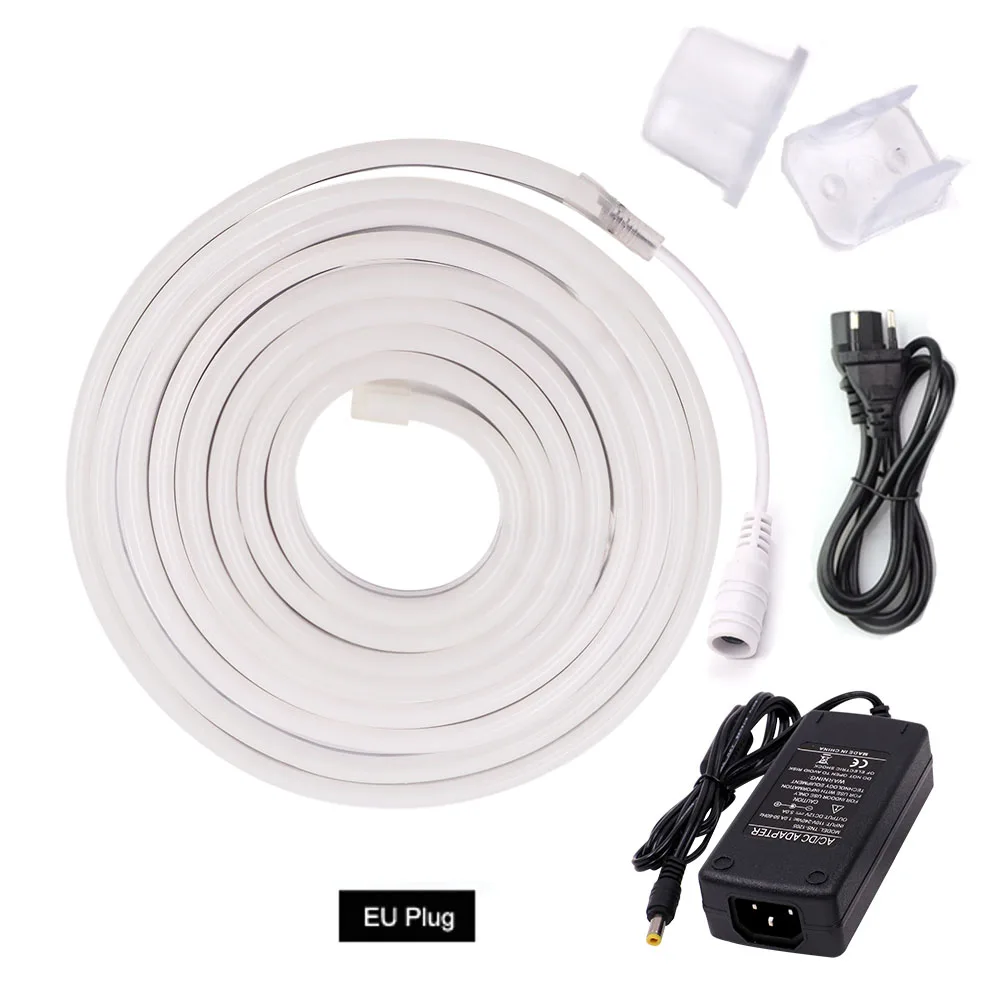 Neon Light EU Plug XUNATA DC12V 120 светодиодный s 6x12 мм светодиодный неоновый светильник SMD2835 светодиодный Stip неоновая лента водонепроницаемая гибкая мягкая неоновая проволочная лента для декора - Испускаемый цвет: Neon Light EU Plug