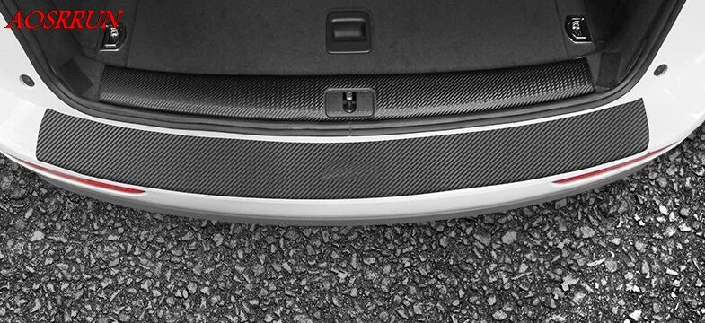 2PCS Car Rear Bumper Trunk Cover Trim Guard Plate Decal carbon fiber Leather Sticker For Audi Q5 8R 2009- auto Accessories