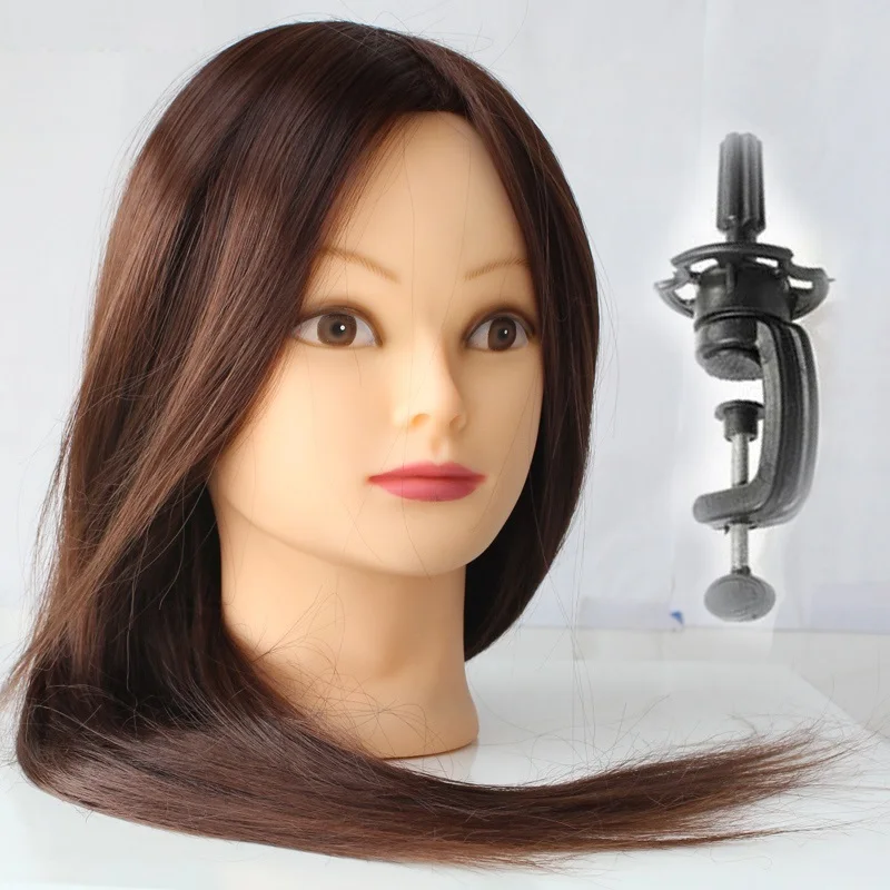 

CAMMITEVER Hairdresser Head Hair Brown Training Mannequin Head Hairdressing Doll Heads Heat Resistant Hair Makeup