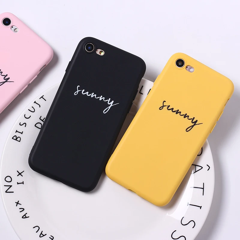 Lovely Cartoon Color Back Cover Funny Letter Quote Soft Phone Case Fundas For iPhone 12 11 Pro Max 7Plus 7 6 6S 8 8Plus X XS | Мобильные
