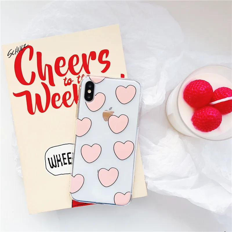 Карамельный цвет Книги по искусству линии любовь он чехол для iPhone 6 7 8 Plus X Ясно ТПУ