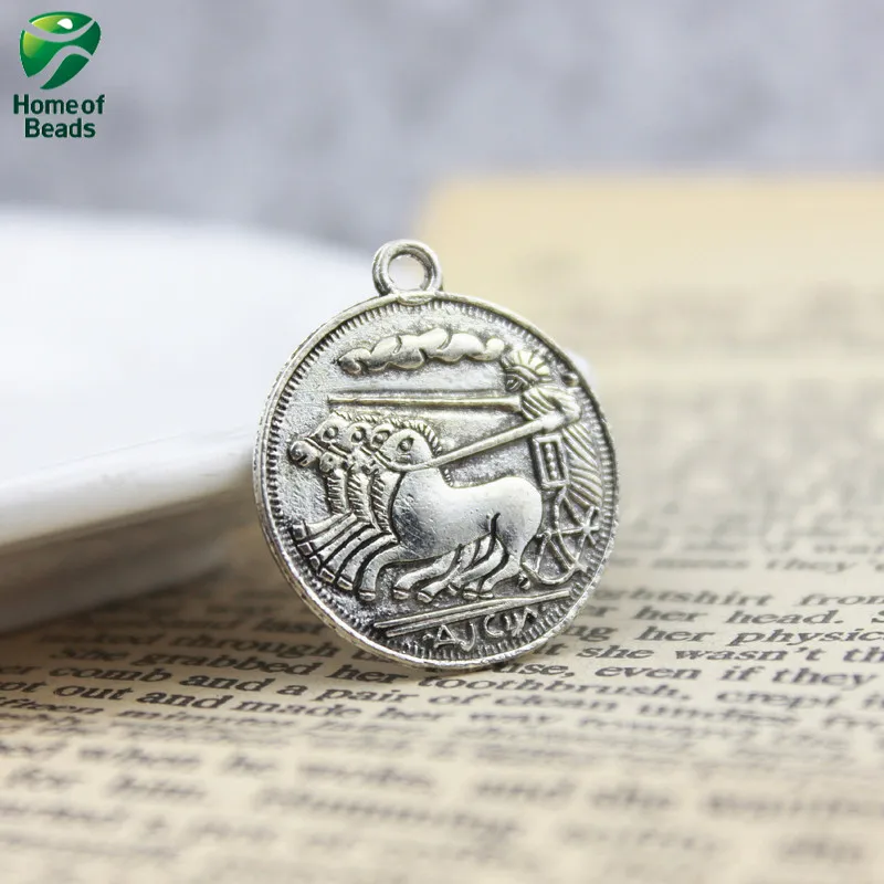 

2020 DIY fashion antique Silver Color Imperium Romanum alloy charm pendants (30 pieces/pack) 23mm ZA1197