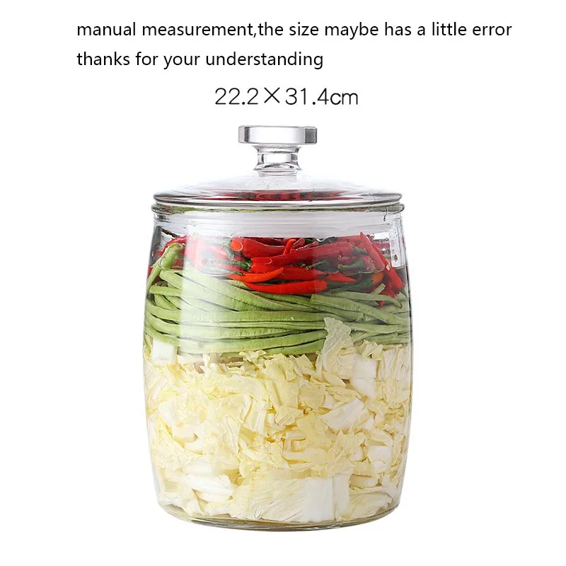 Прозрачная утолщенная стеклянная банка Kimchi для домашнего уплотнения, банки для соленья с комплект крышек, баночки для хранения сухофруктов и орехов, емкости для конфет, кухонные аксессуары