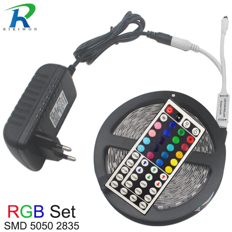 5 м 10 м гибкий светодиодный светильник RGB SMD 5050 2835 12 В постоянного тока для украшения дома светодиодный диодный светильник tiras+ комплект светодиодных лент с вилкой европейского стандарта