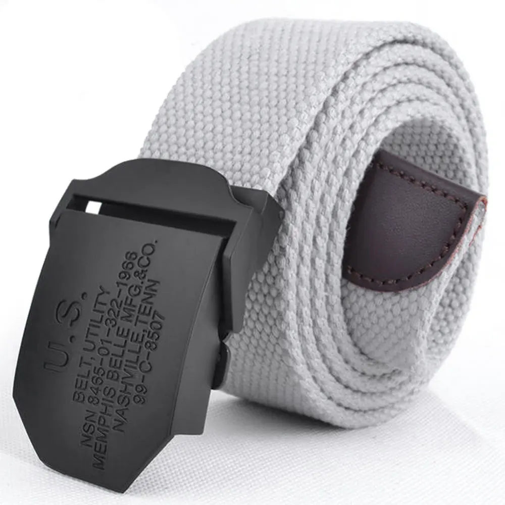 Новинка, модные мужские холщовые ремни с металлической пряжкой, тактические мужские ремни, мужские кожаные холщовые ремни, C414-7 - Цвет: Style3 Gray