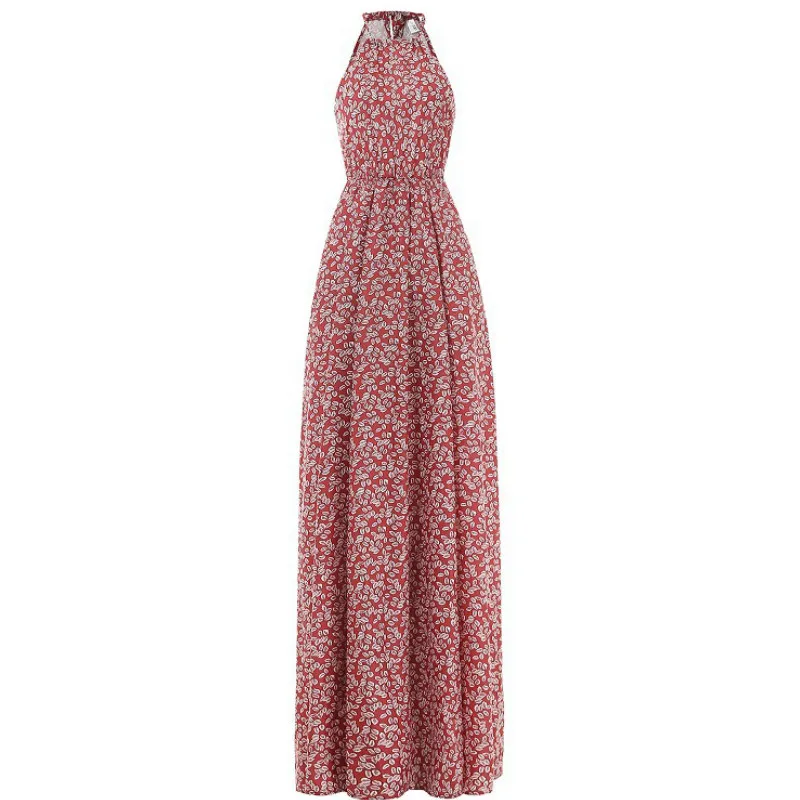 Женское платье с цветочным принтом Boho длинное вечернее длинным рукавом и лямкой