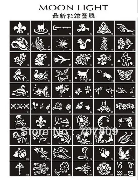 Трафареты для татуажа 50 шт. смешанный дизайн 2 блестящий клей тату (30 мл/бутылка)