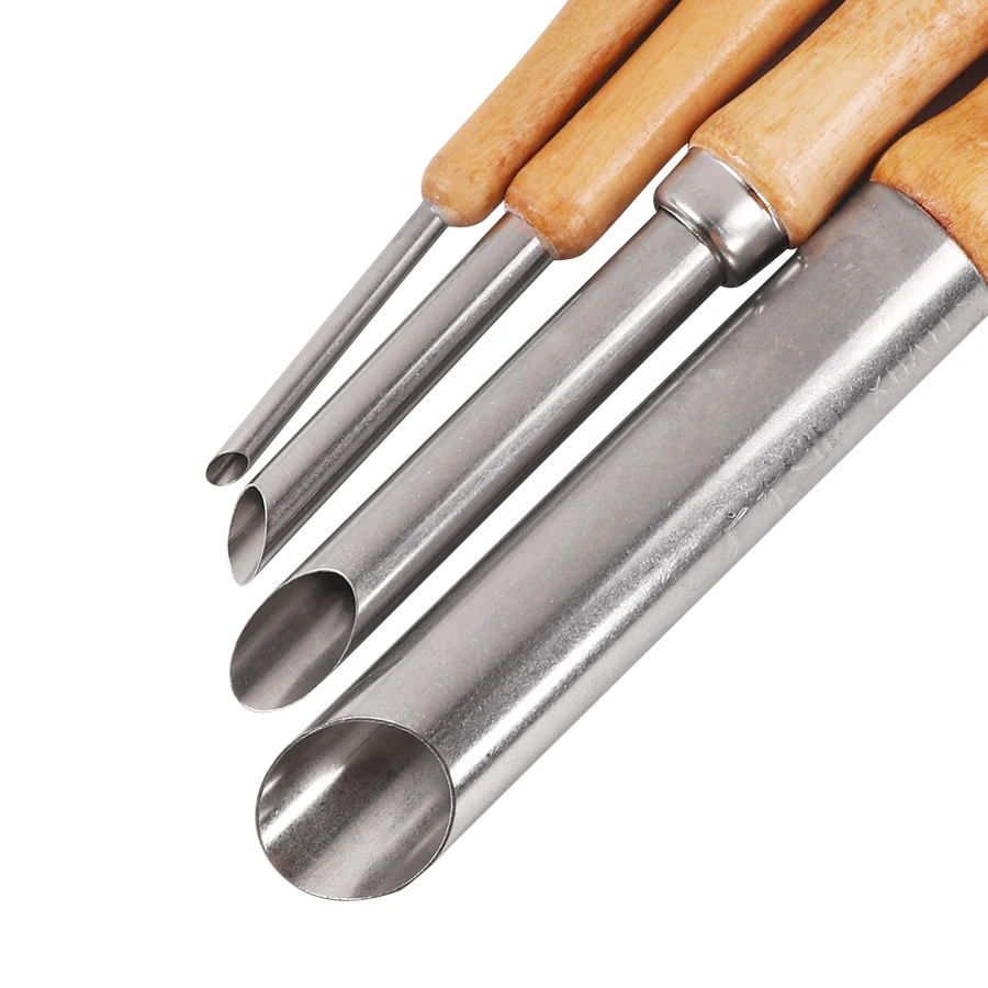 4 шт. Дырокол с деревянной ручкой инструменты для резьбы нержавеющая сталь круг