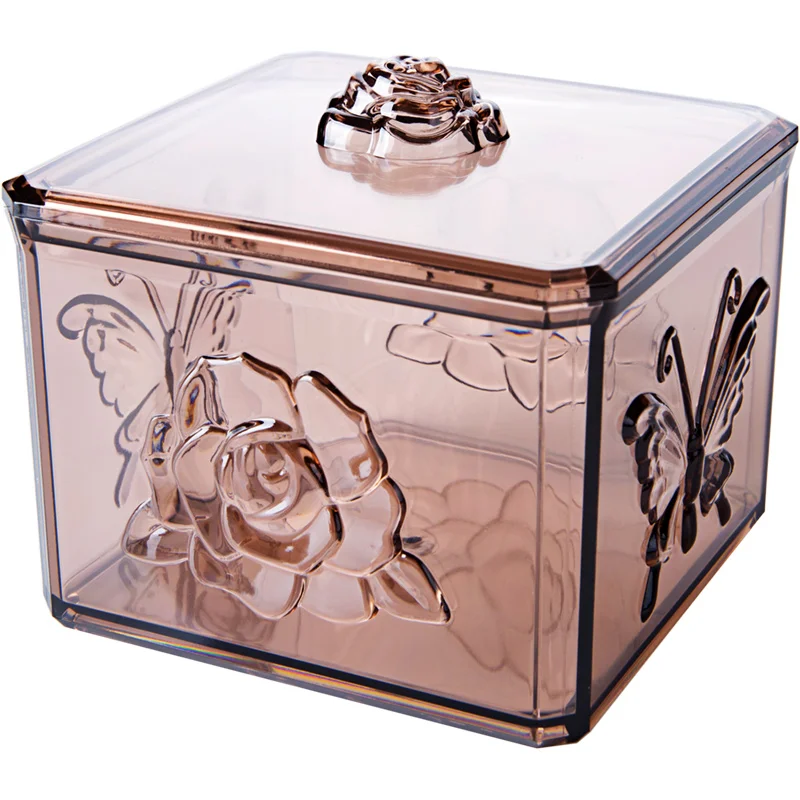 Штабелируемый прозрачный резной ящик для хранения губной помады с хлопковой