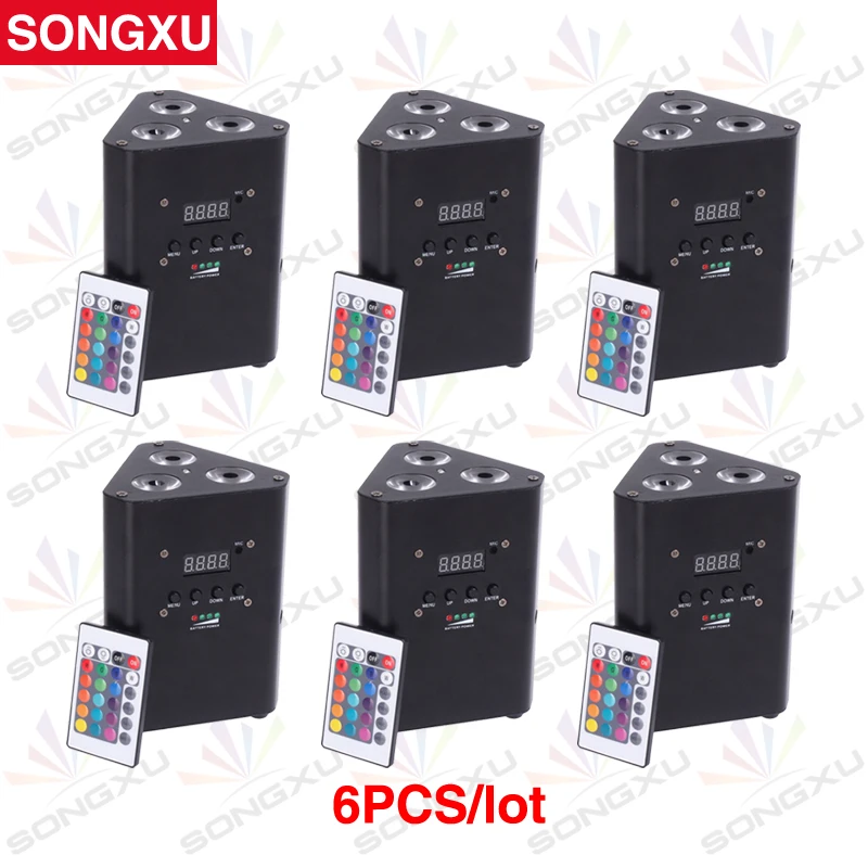SONGXU 6 шт./лот оптовая продажа 3X10W 4 в 1 RGBW питание от батареи IR светодиодный