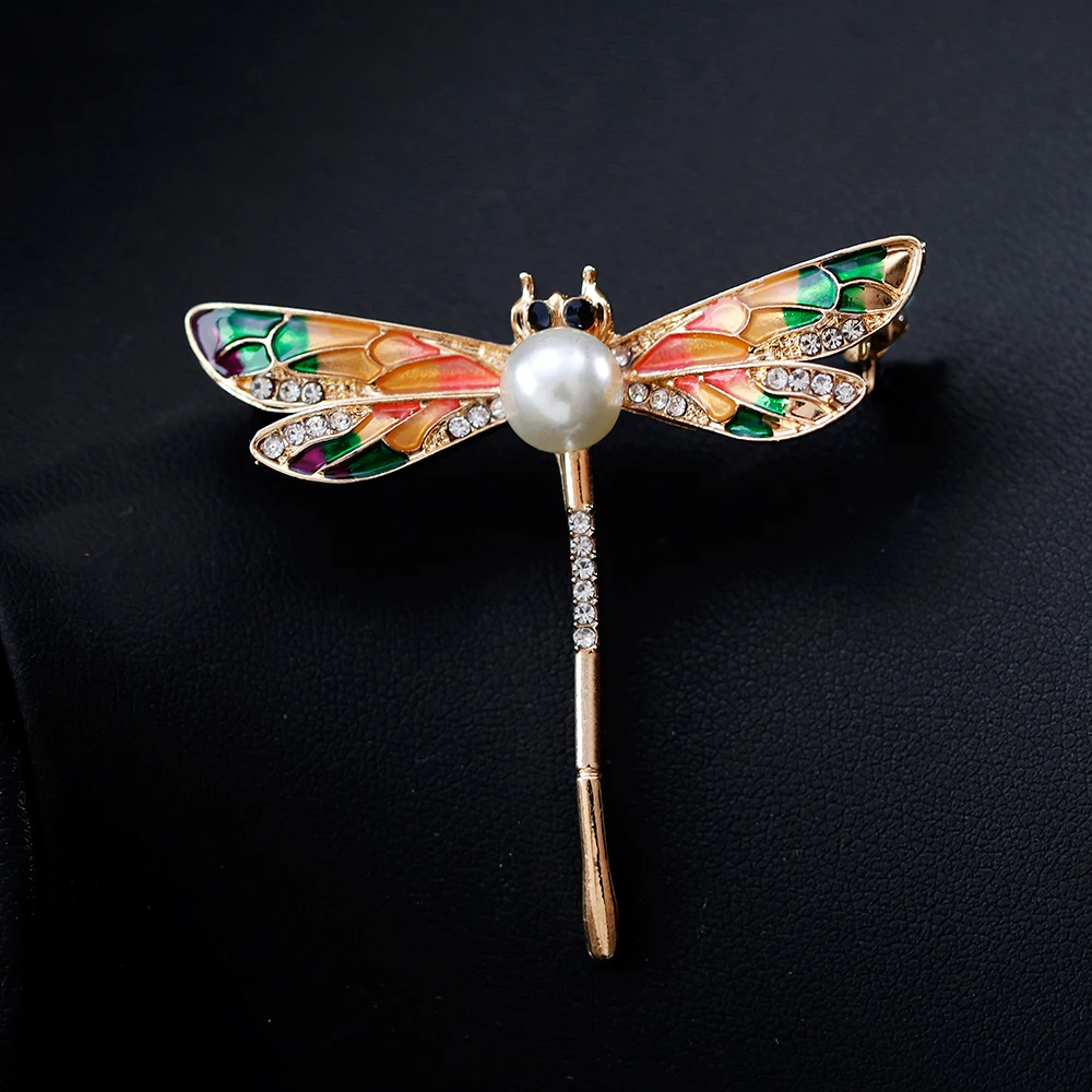 Fashion Cute Enamel Dragonfly Pin And Brooch Vintage Metal Rhinestone For Women Kid Clip Scarf Badges Jewelry | Украшения и