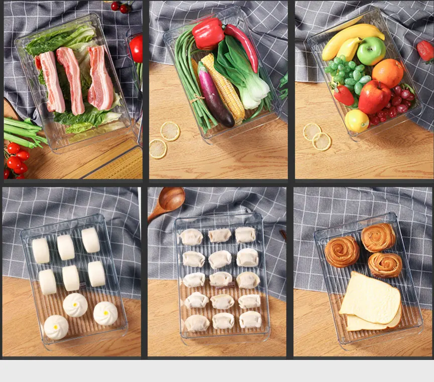 PET Crisper с крышкой кухонный холодильник стеллаж для хранения морозильник ящик для хранения прозрачный контейнер для пищевых продуктов овощи фрукты свежий ящик
