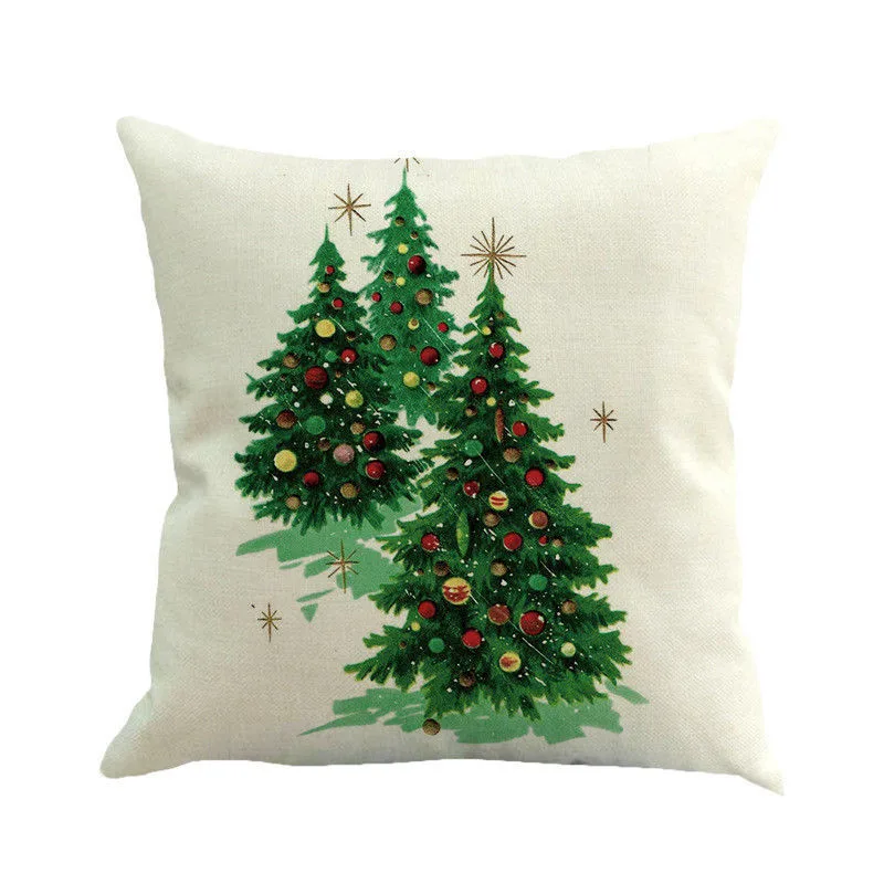 Рождественский чехол для подушки из хлопка и льна съемный моющийся