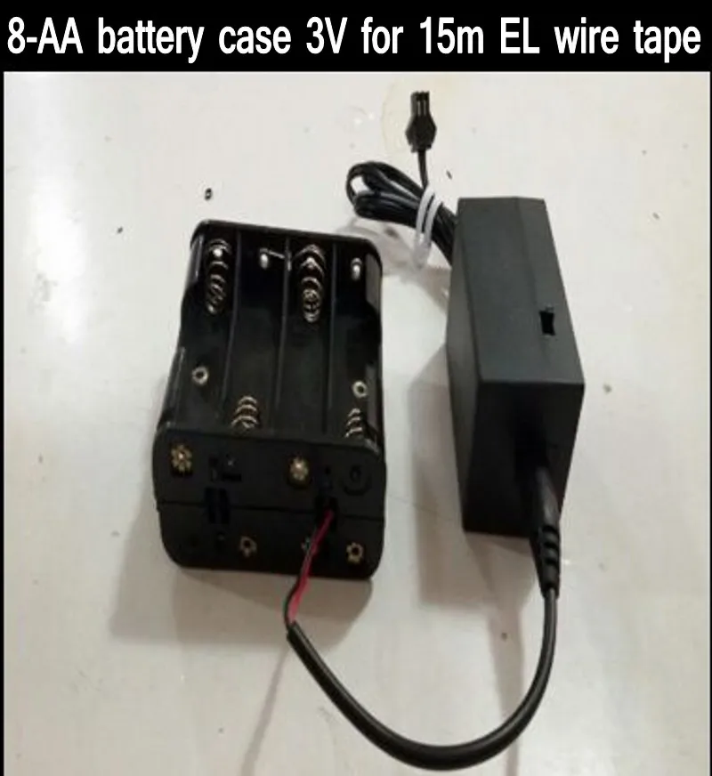 

8 - AA 12V Battery case Inverter box Driver 8 X 1.5V for 1m 3m 5m 10m 15m 20m flexible led Glow EL Wire tape