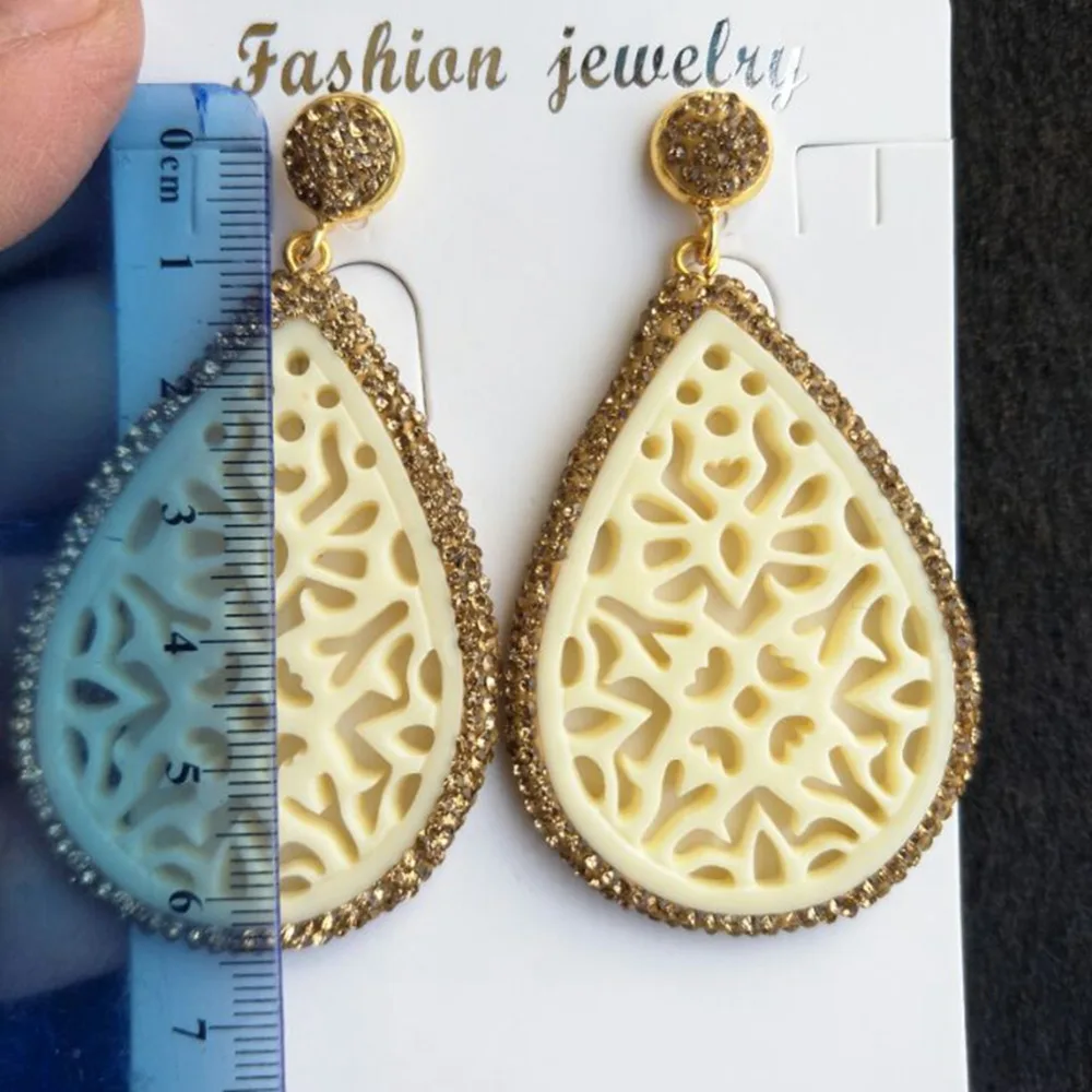 Yellow Blue Orange Resin Drop Earring Women Vintage Dangle Water Earrings with Rhinestone Woman indian Jewelry Bijoux Femme | Украшения и
