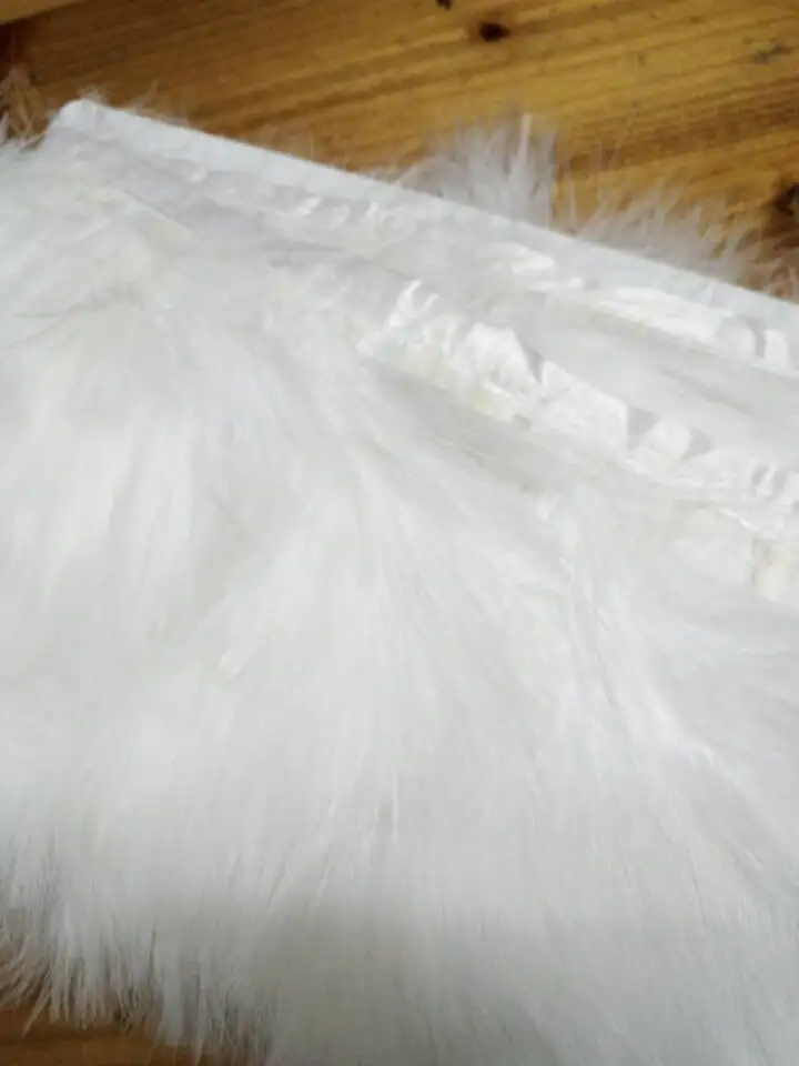 Cinta de vellosidades de plumas de fais&aacute;n blanco natural, 10 yardas, alta calidad, 3-3,5 pulgadas/8-9cm, bricolaje decorativo, venta al por mayor-1