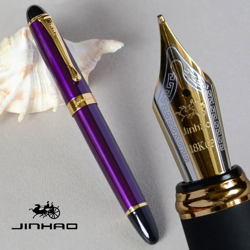 Перьевая ручка 18KGP 0 7 мм перо с широким основанием JINHAO X450 фиолетовая роскошная