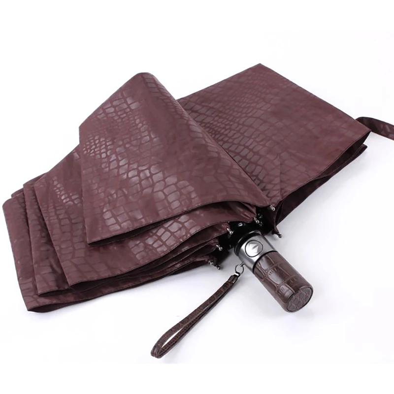 JESSE KAMM New Gentle Men Three Folding Compact Fully Automatic Large Imitation leather High Quality Winfproof Strong Umbrellas | Дом и сад