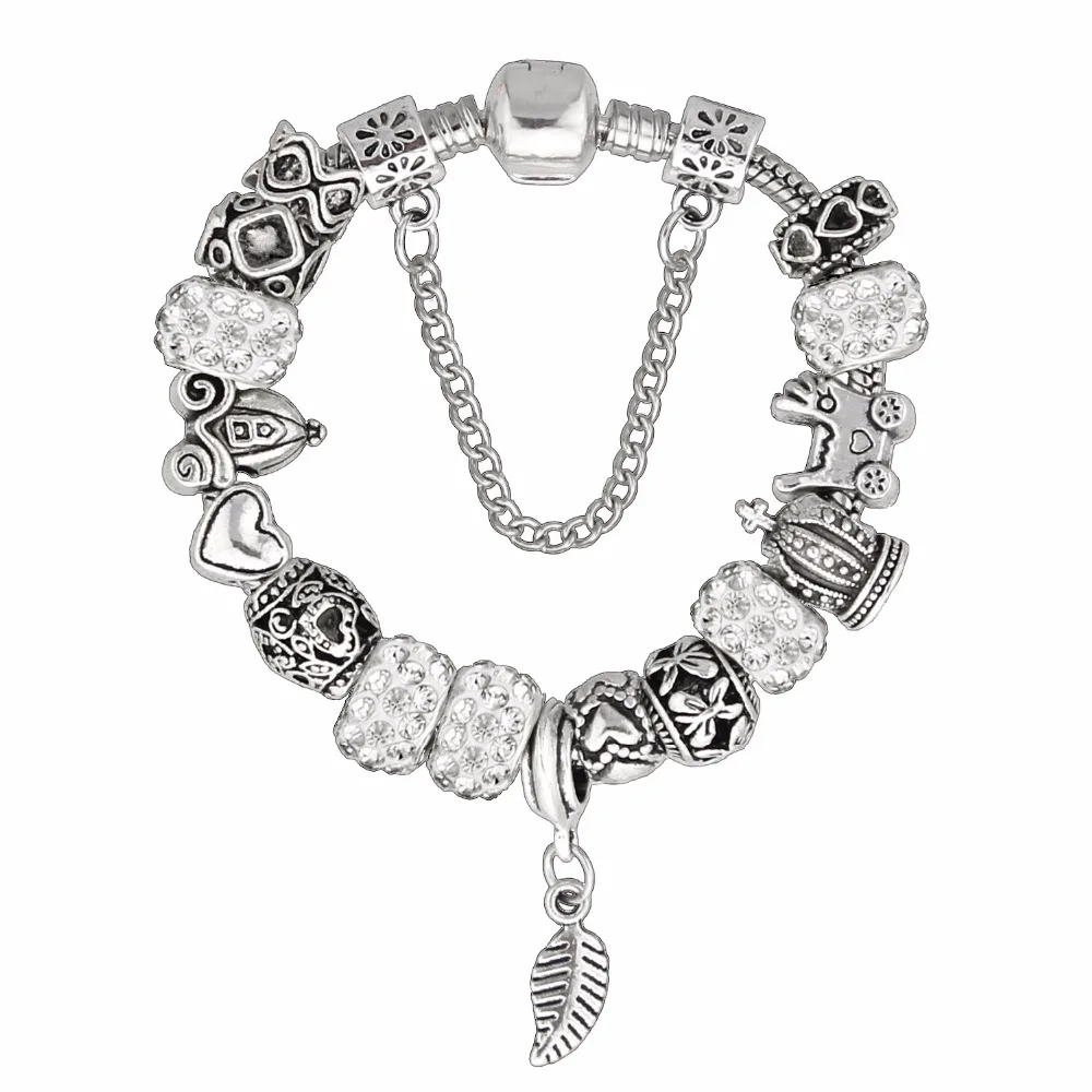 Бесконечные очаровывает браслет для женщин серебряная цепочка фантазии листьев