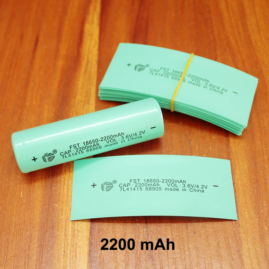 

100pcs/lot Lithium battery insulation casing shrink film PVC plastic 18650 battery skin heat shrinkable tube 2200MAH