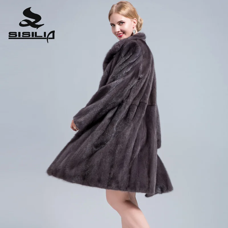 SISILIA 2018 Новое дамское натуральное замшевое меховое пальто Высокое качество