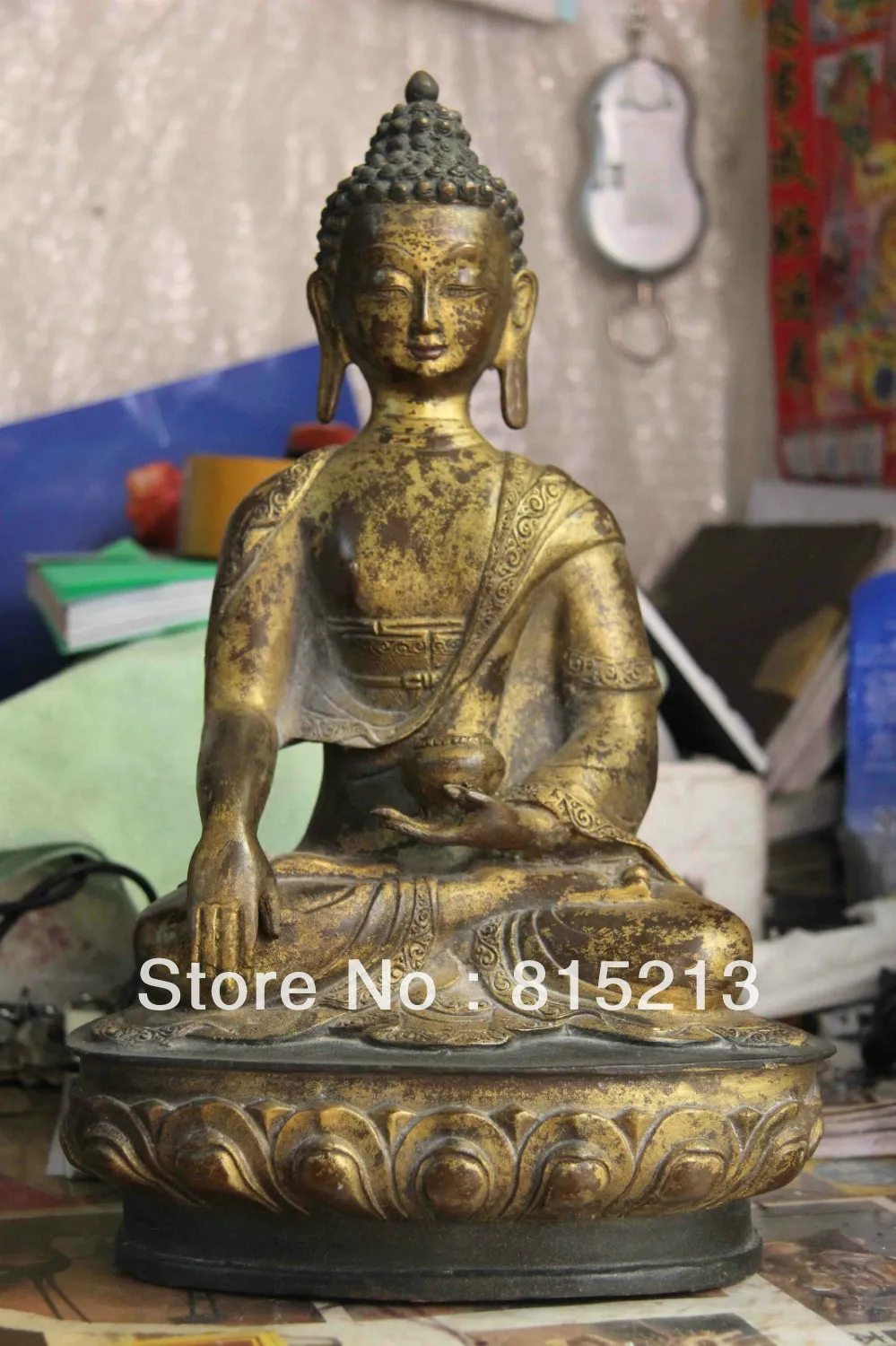 

bi00300 Tibet Buddhism Copper Bronze Aquarius Tathagata Rulai Sakyamuni Buddha Statue