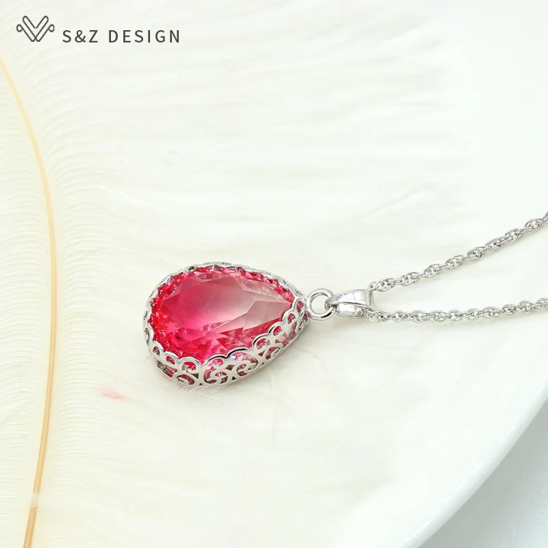 Набор ювелирных изделий S &amp Z из циркония и стекла Длинная водяная капля