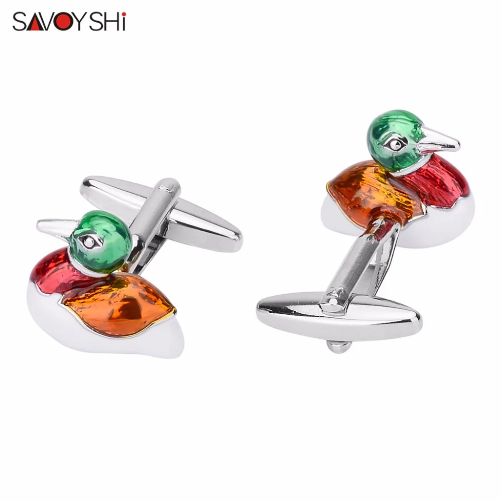 SAVOYSHI Mandarin Duck Love Cufflinks for Men High Quality Shirt Cuffs Enamel Cuff links DIY Wedding Grooms Gift Male Jewelry|Зажимы для